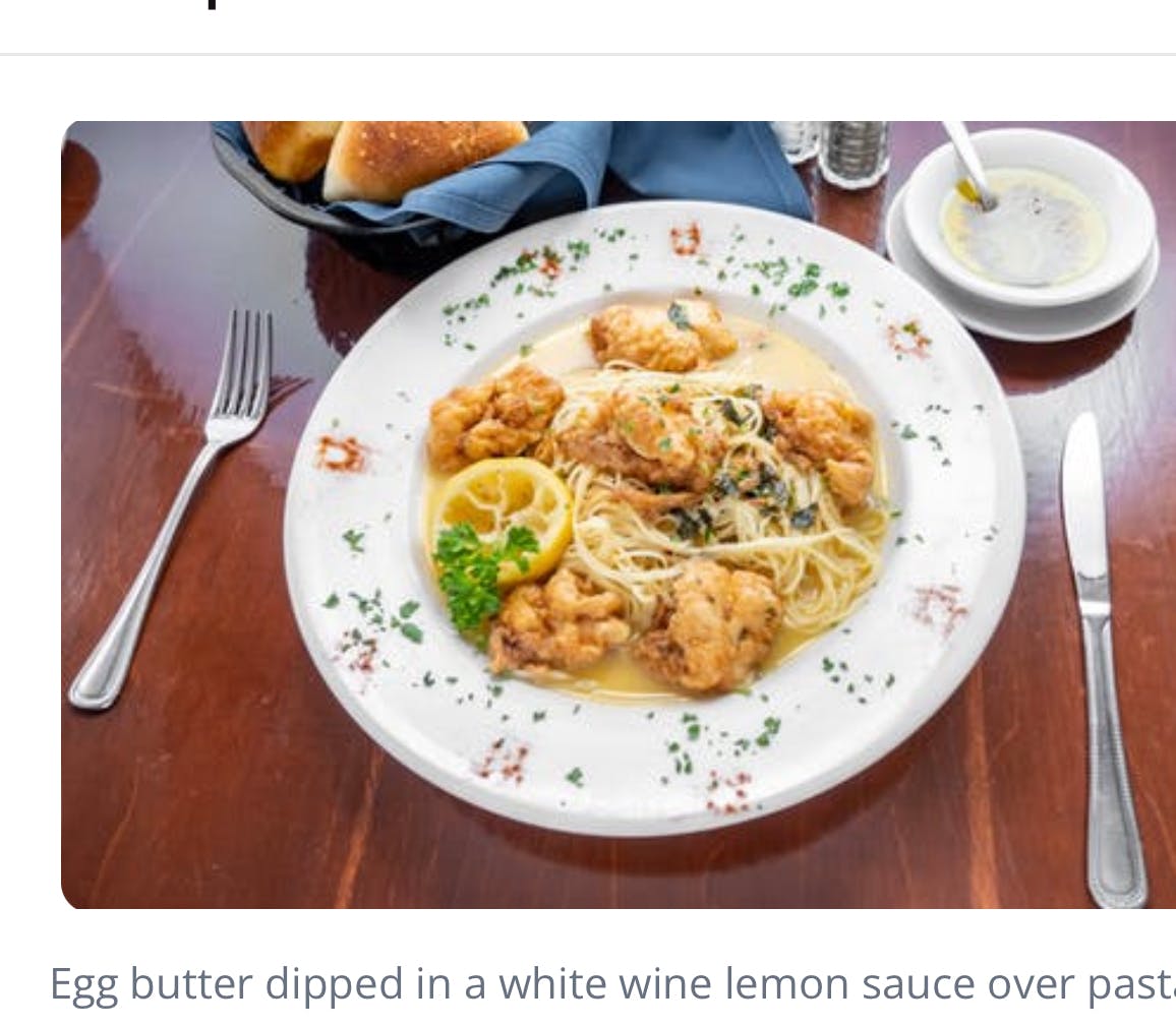 Order Shrimp Francaise - Pasta food online from Villa Rosa Restaurant store, Burlington on bringmethat.com