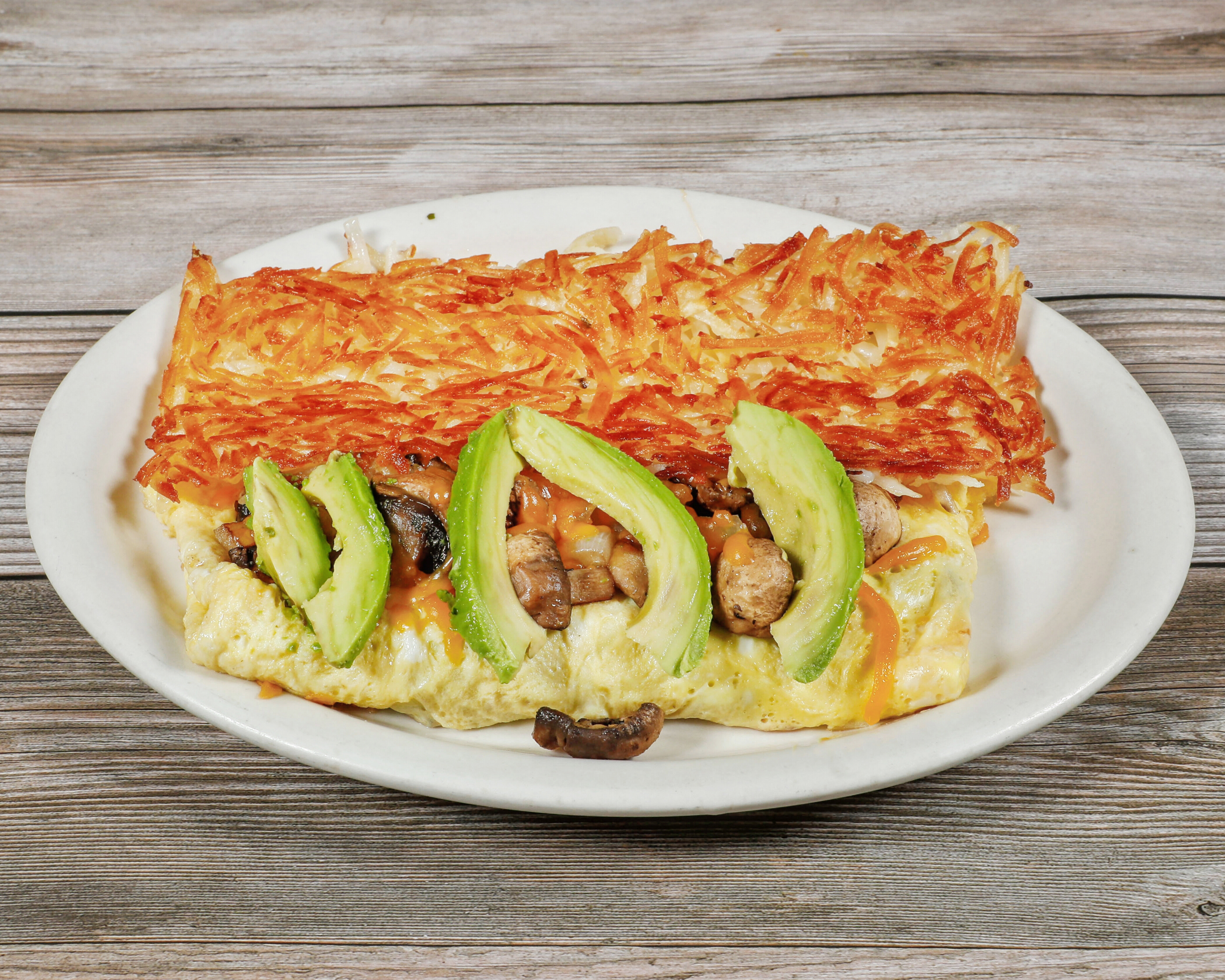 Order Veggie Cheese Omelet food online from Chubby Diner store, Hanford on bringmethat.com