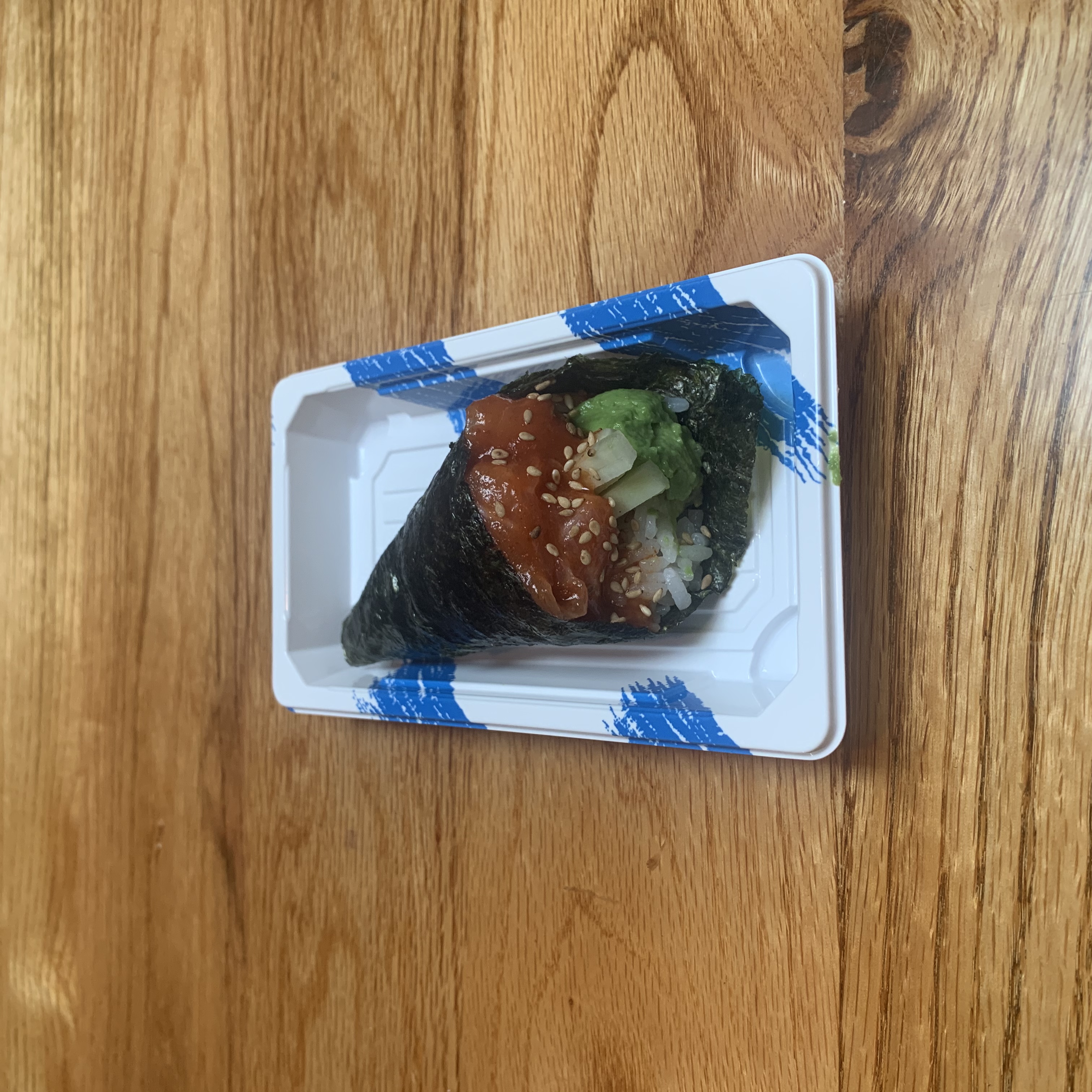 Order Spicy salmon hand roll  food online from Mura Dj Sushi store, San Francisco on bringmethat.com