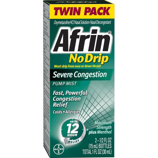 Order Afrin No Drip Severe Congestion Pump Nasal Mist (2 ct) food online from Rite Aid store, Mount Vernon on bringmethat.com