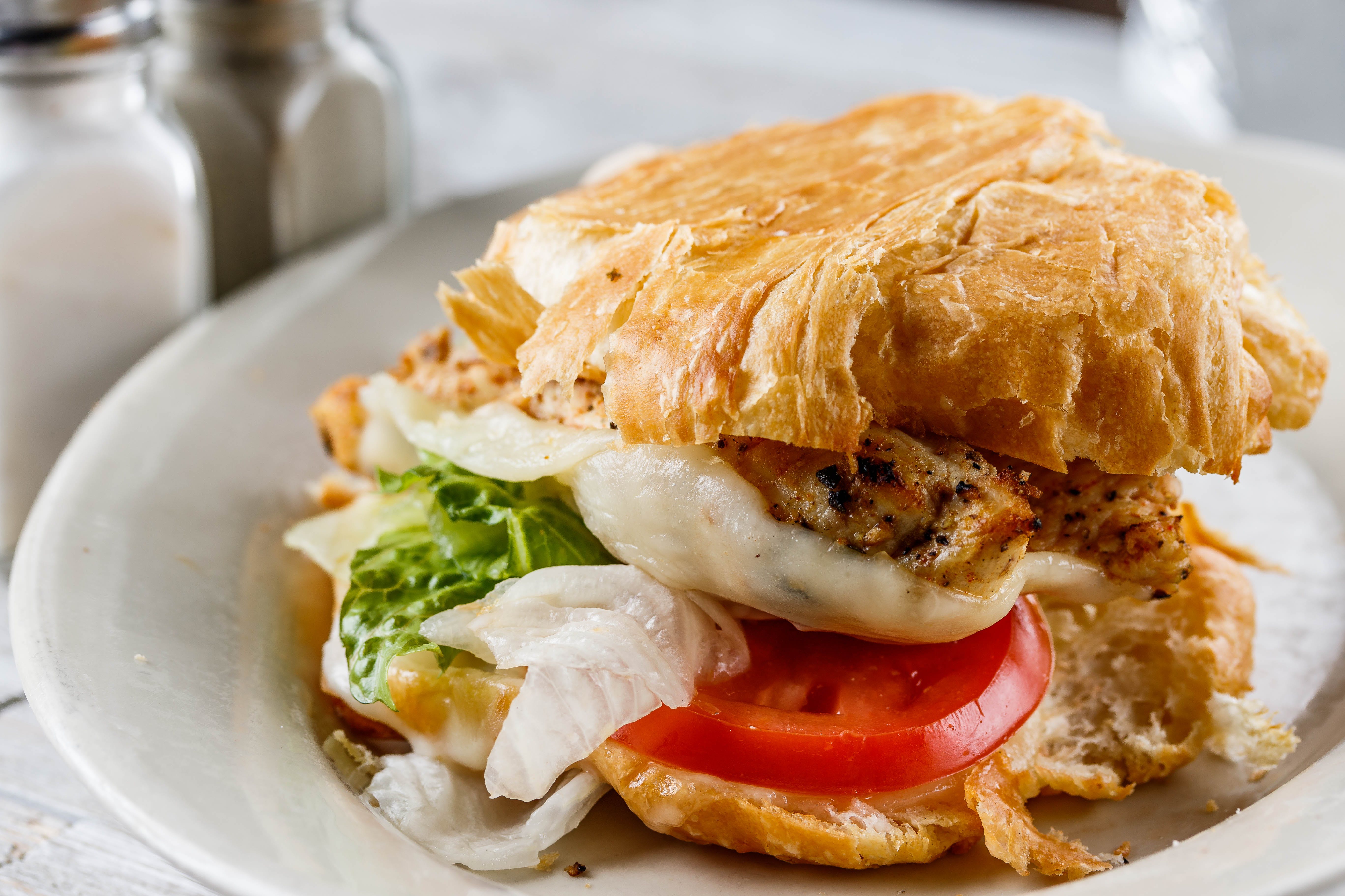 Order Grilled Chicken Croissant Sandwich - Sandwich food online from Mario Pizza & Pasta store, Seabrook on bringmethat.com