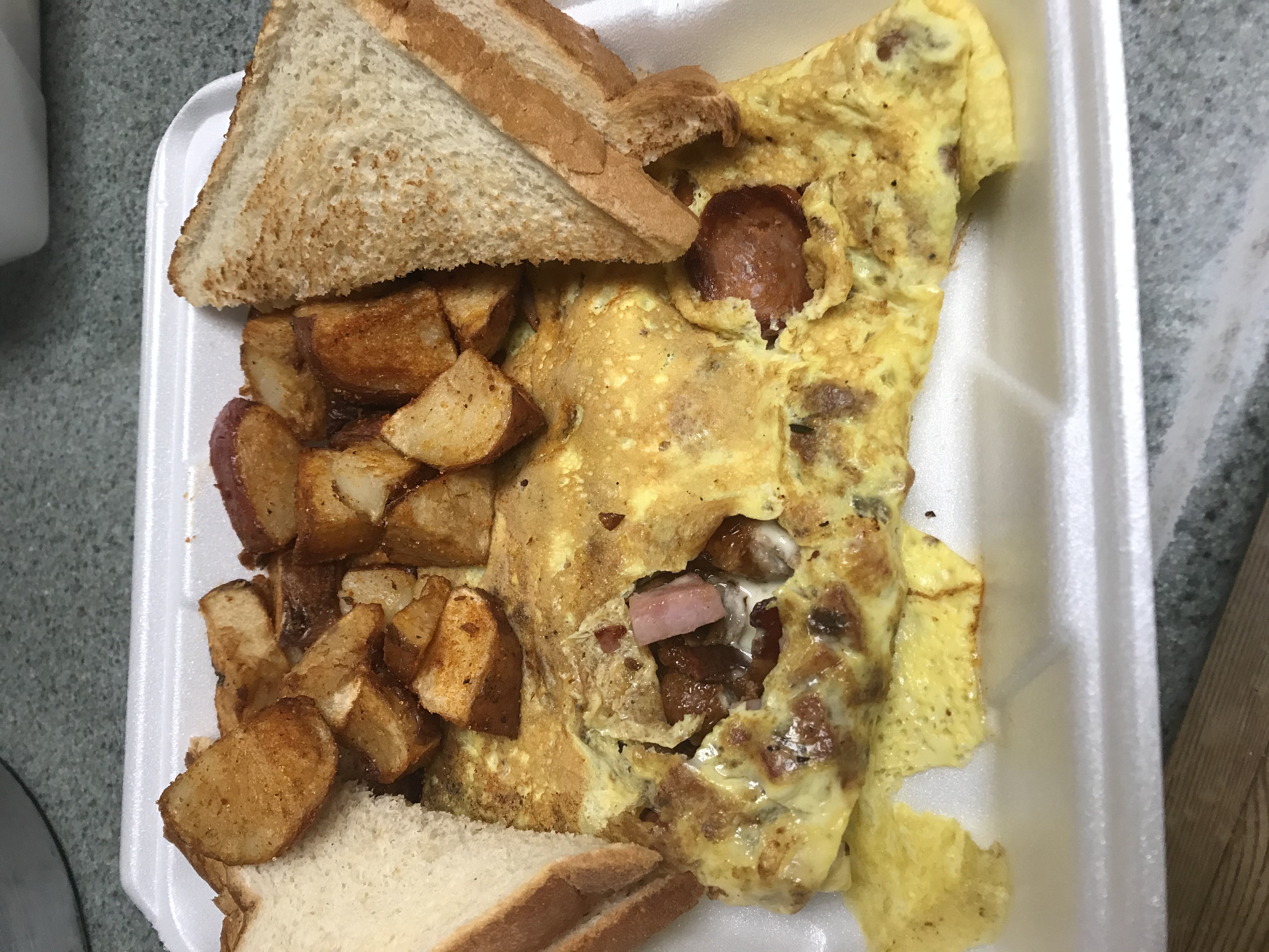 Order Meat Lovers Omelette food online from Granite Street Cafe store, Quincy on bringmethat.com
