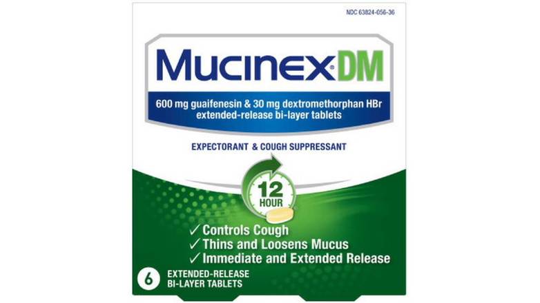 Order Mucinex Dm 12 Hour Expectorant Cough Suppressant Tablet- 6 Ct food online from Route 7 Food Mart store, Norwalk on bringmethat.com