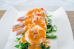Order Shrimp Rama food online from Rice Factory Thai Restaurant store, Milltown on bringmethat.com