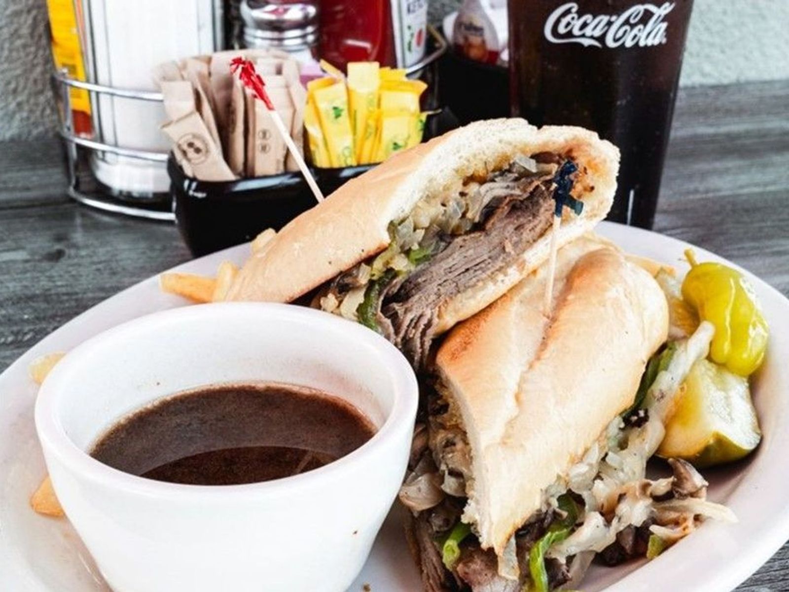 Order Philly Style French Dip OO food online from Biscuits Cafe store, Chandler on bringmethat.com