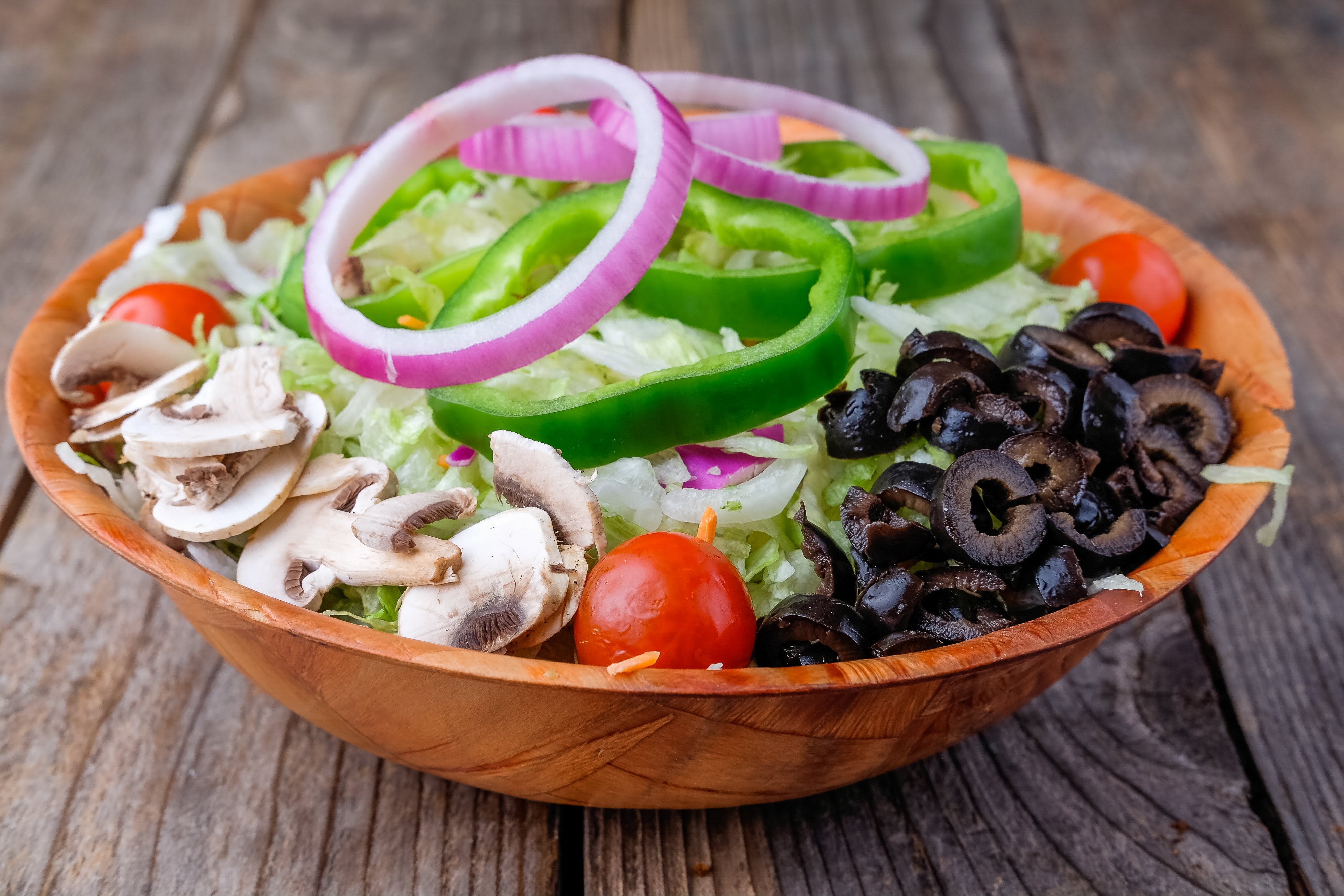 Order Side Salad - Salad food online from Jim Razorback Pizza store, Gentry on bringmethat.com