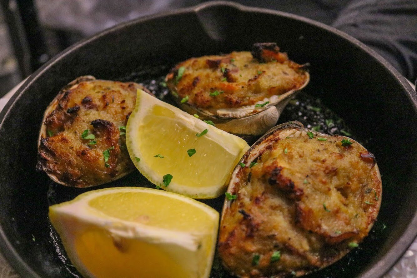 Order Stuffed Clams (3) food online from Cast Iron Chef Chop House And Oyster Bar store, New Haven on bringmethat.com