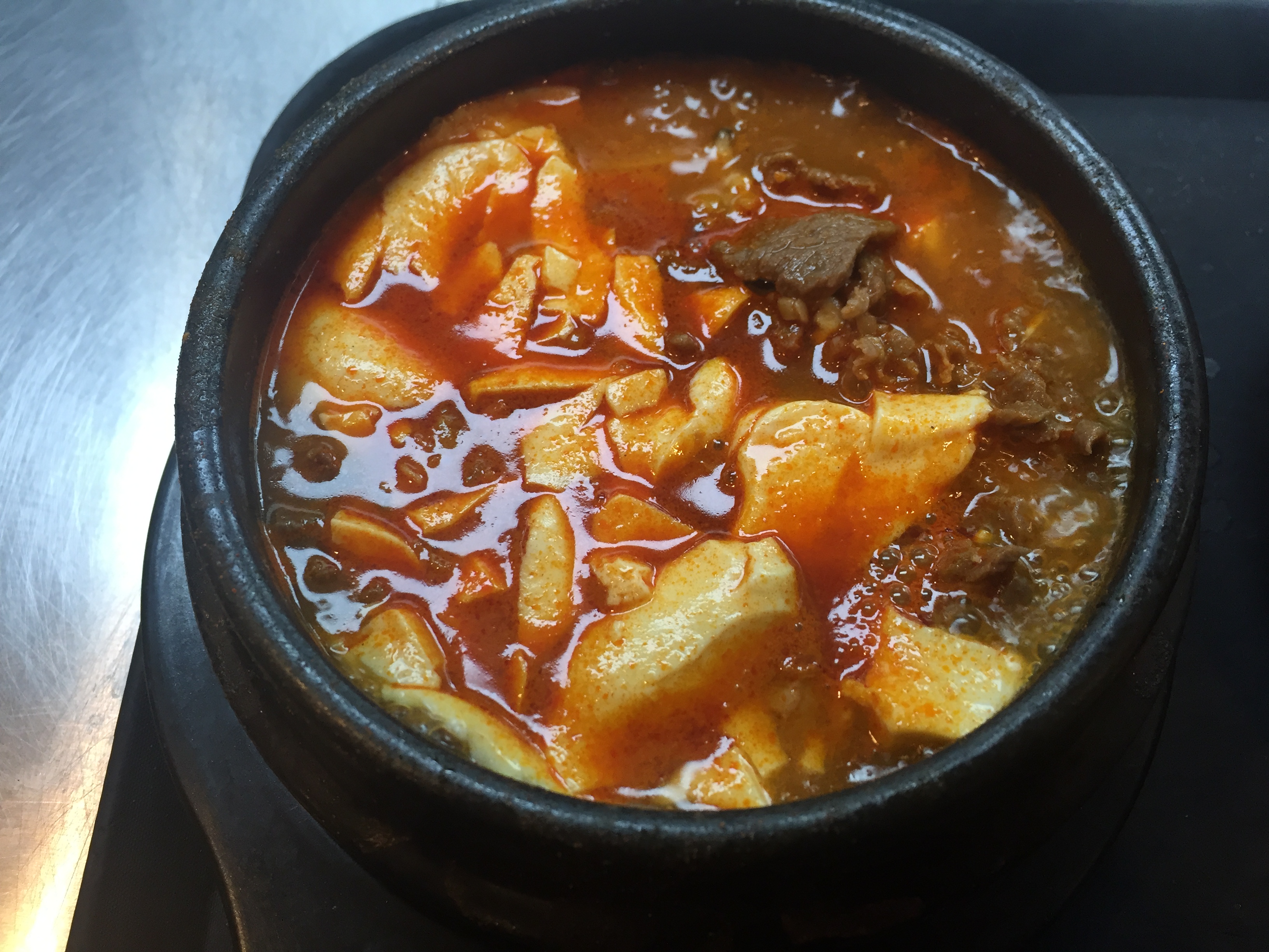 Order T13. Beef Tofu Soup food online from Jang Guem Tofu & Bbq store, Sugar Land on bringmethat.com