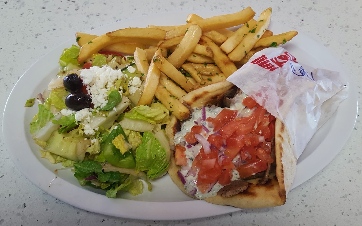 Order Gyro Plate food online from Mikonos Grill store, Milpitas on bringmethat.com