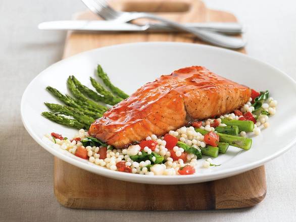 Order Enlightened Cherry Chipotle Glazed Salmon* food online from Bj's Restaurant & Brewhouse store, Carlsbad on bringmethat.com