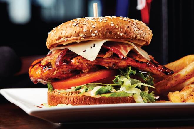 Order FAMOUS CHICKEN SANDWICH food online from Big Whiskey American Restaurant & Bar store, Fayetteville on bringmethat.com