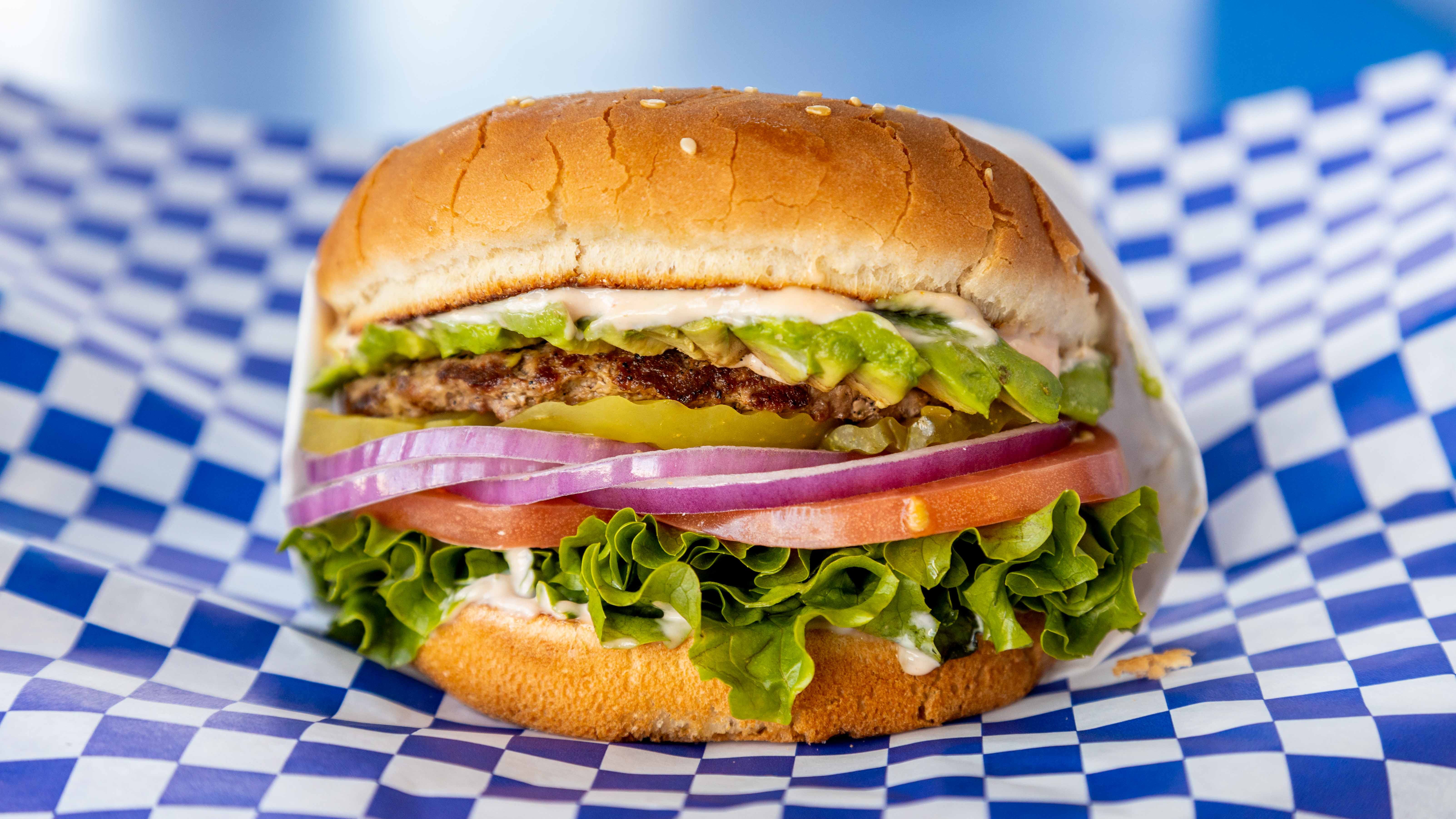 Order Avocado Burger food online from Gus Jr store, Los Angeles on bringmethat.com