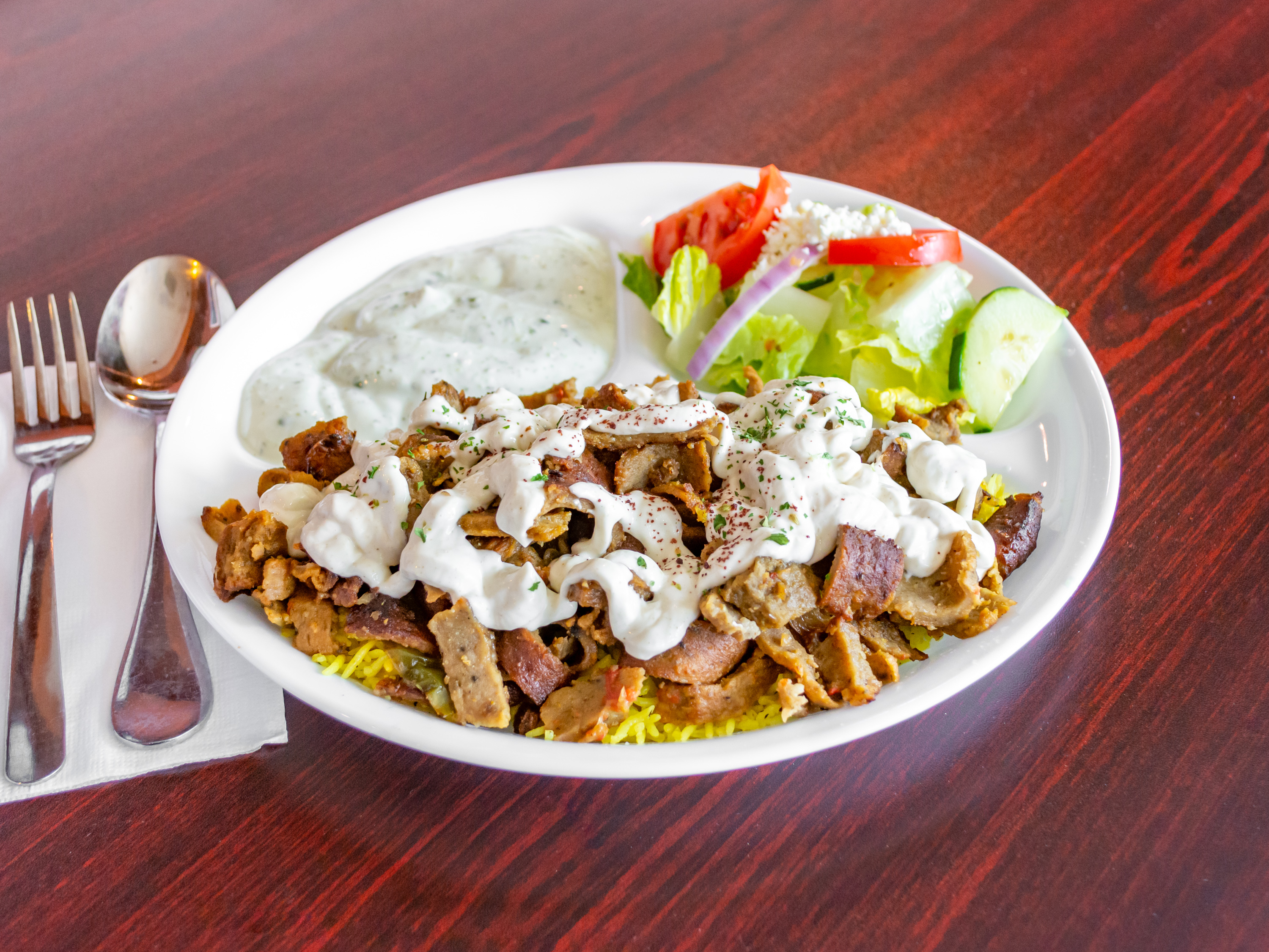 Order Beef&Lamb Gyro Plate (Combo) food online from Mediterranean Grill store, Bellevue on bringmethat.com