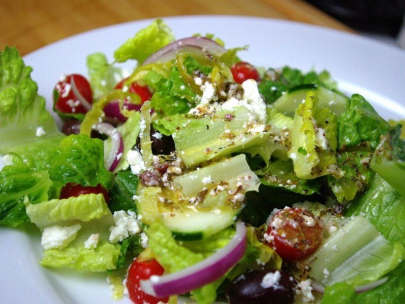 Order Greek Salad food online from Si-Pie Pizzeria - Sheffield store, Chicago on bringmethat.com
