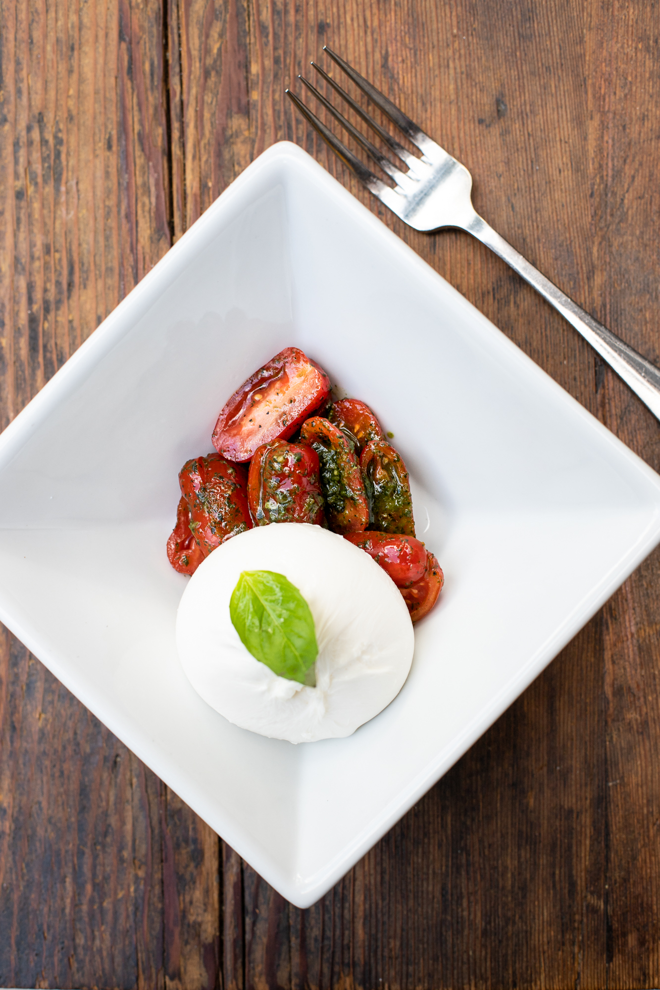 Order Burrata & Tomatoes food online from FIASCHETTERIA store, New York on bringmethat.com