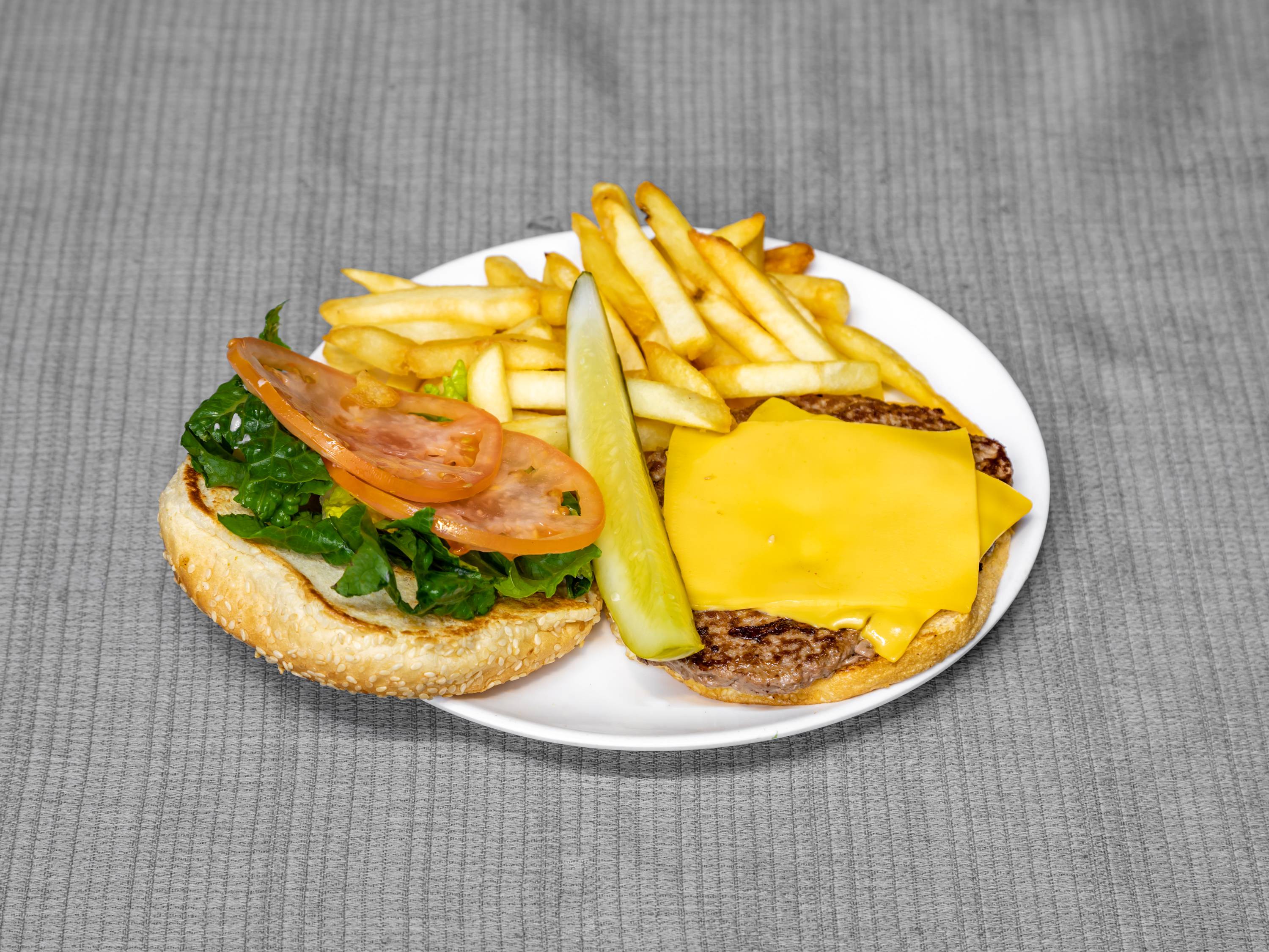 Order 2. Beef Burger Deluxe with Fries food online from Murray Hills Gourmet Deli store, New York on bringmethat.com