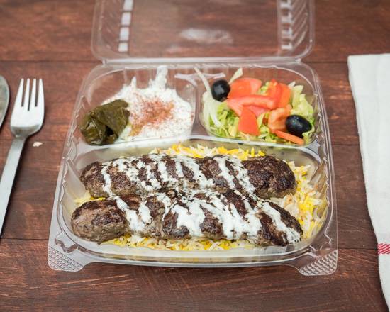 Order 15. Beef Kabab Plate food online from Shawarma Express store, Oregon City on bringmethat.com