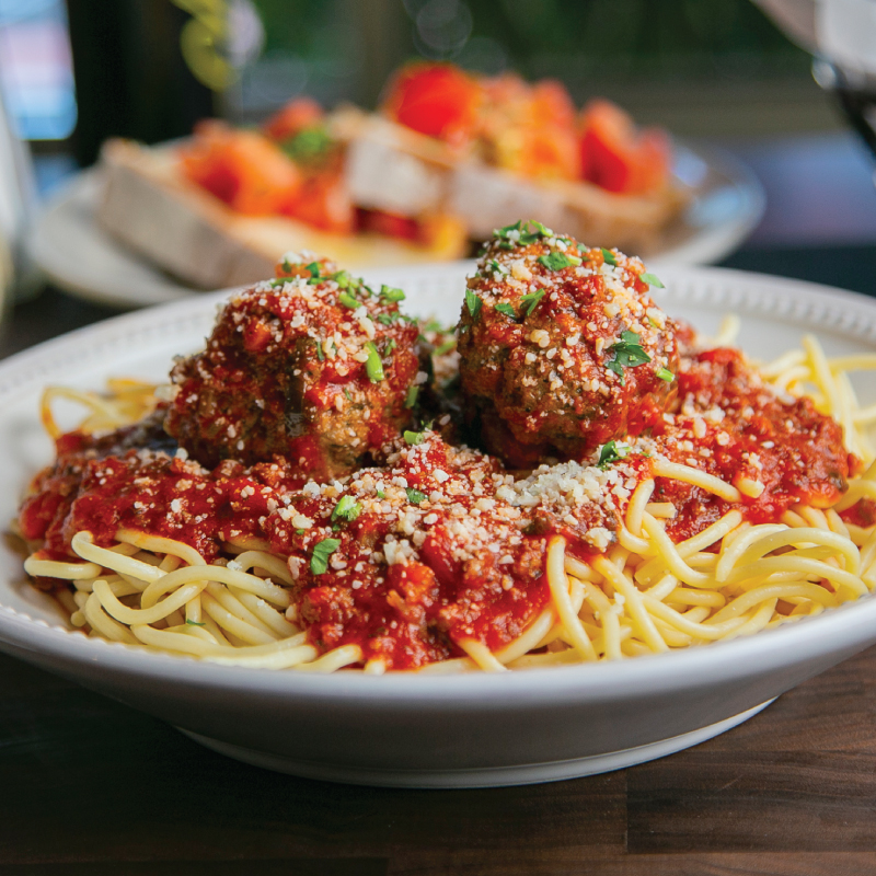 Order Kids Spaghetti with meatballs. food online from Russo's New York Pizzeria store, Houston on bringmethat.com