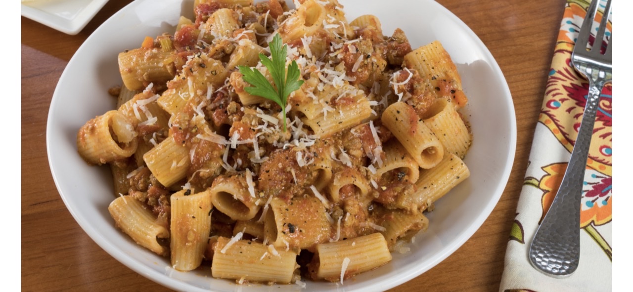 Order Rigatoni Bolognese.( Meat Sauce) food online from Taste of Italy Pizza store, Corona on bringmethat.com