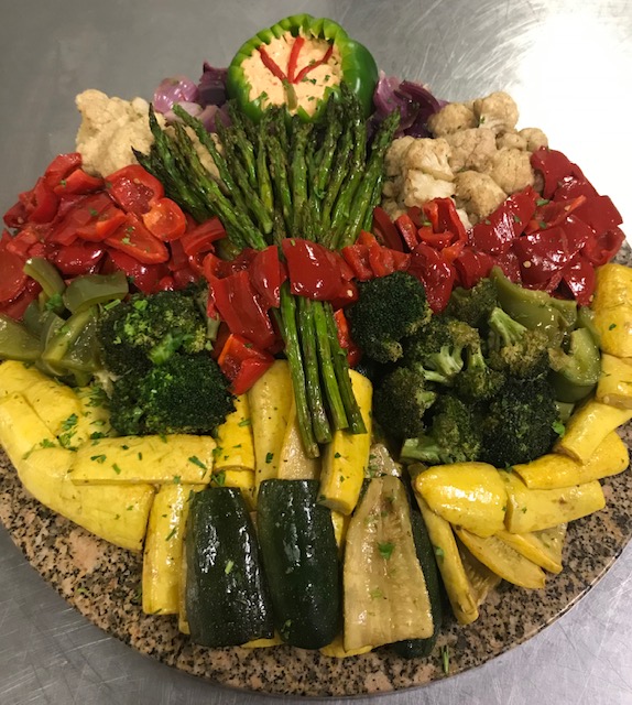 Order 12" Roasted Vegetable Tray food online from Popolo Catering store, San Luis Obispo on bringmethat.com