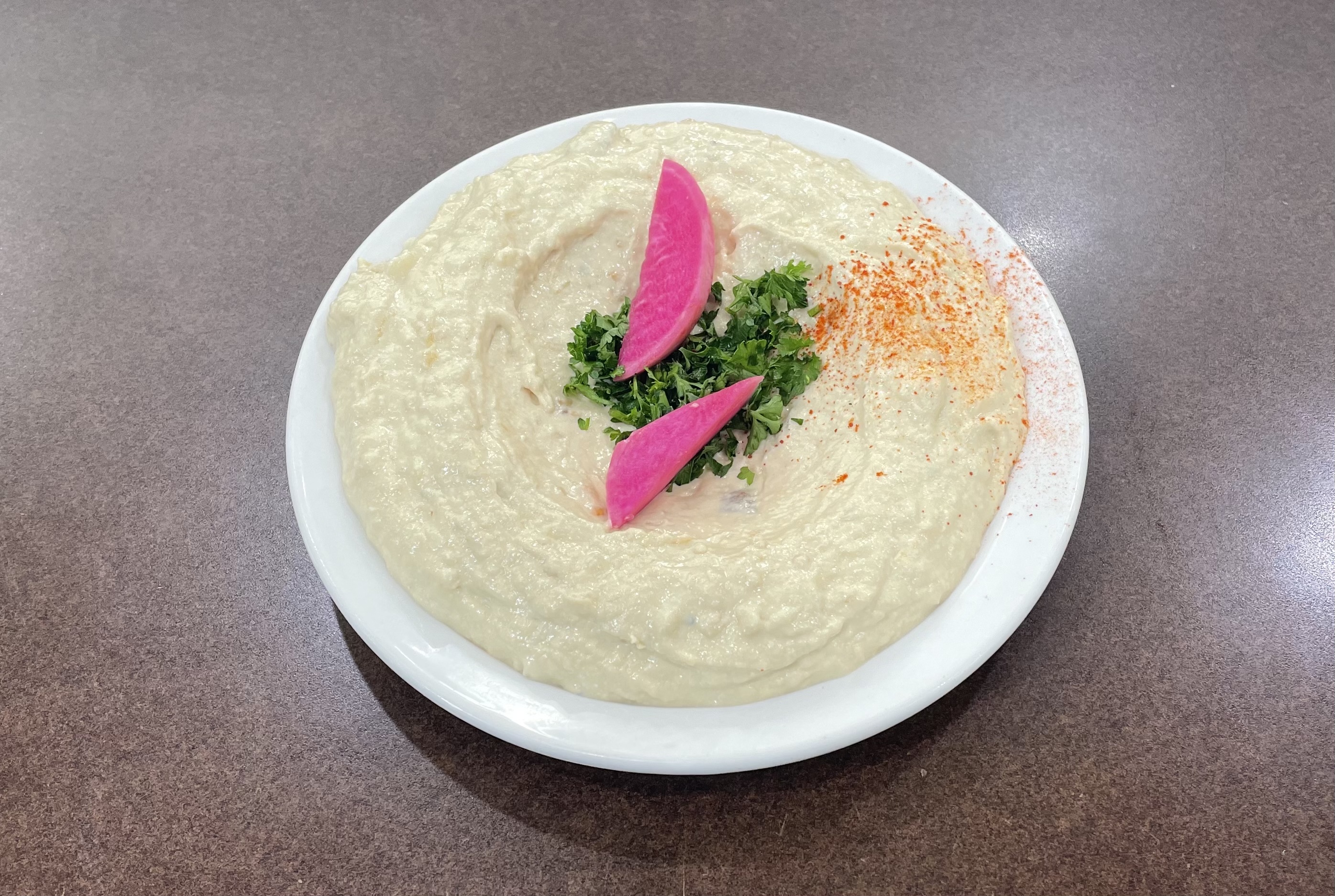 Order Baba ghanouj Egg Plant Mashed food online from Zaytoona Mediterranean Grill store, Dearborn on bringmethat.com