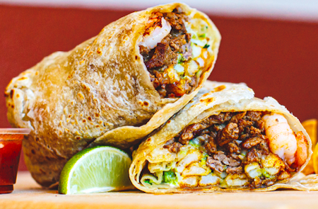 Order California Surf and Turf Burrito food online from Porkyland- Del Mar Heights store, San Diego on bringmethat.com