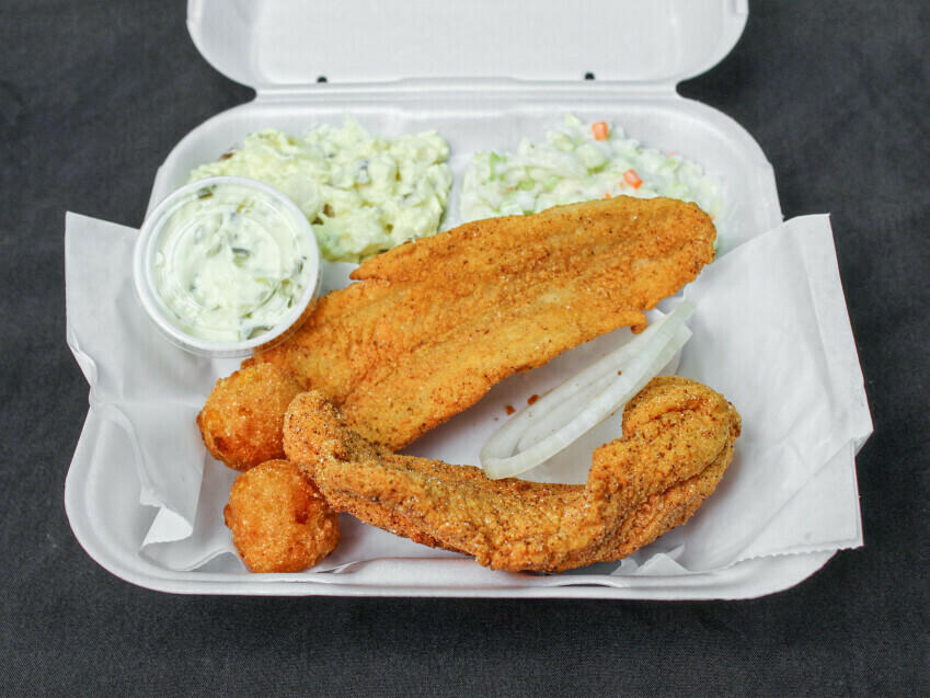 Order Two Catfish Fiddlers Plate food online from Kb Bbq store, Marion on bringmethat.com