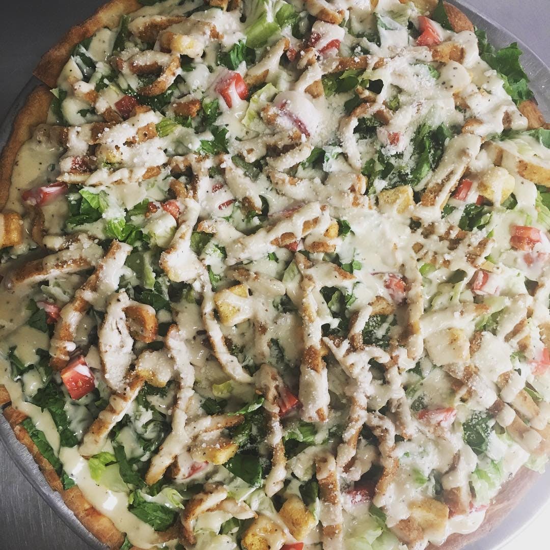 Order Grilled Chicken Caesar Salad Pizza - Pizza food online from Michael Anthony store, Merrick on bringmethat.com
