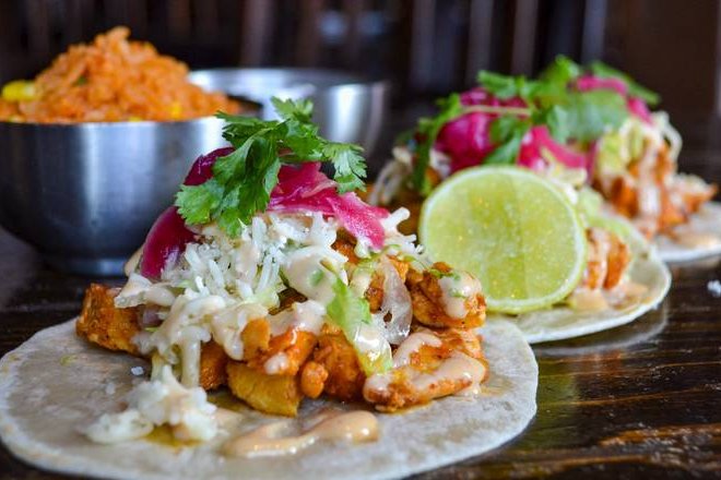 Order Grilled Chicken Tacos food online from Zocalo store, Atlanta on bringmethat.com