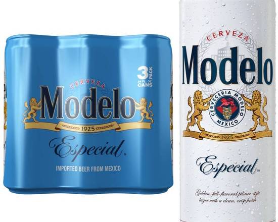 Order Modelo, 3pk-25oz can beer (4.4% ABV) food online from Fastrip store, Bakersfield on bringmethat.com
