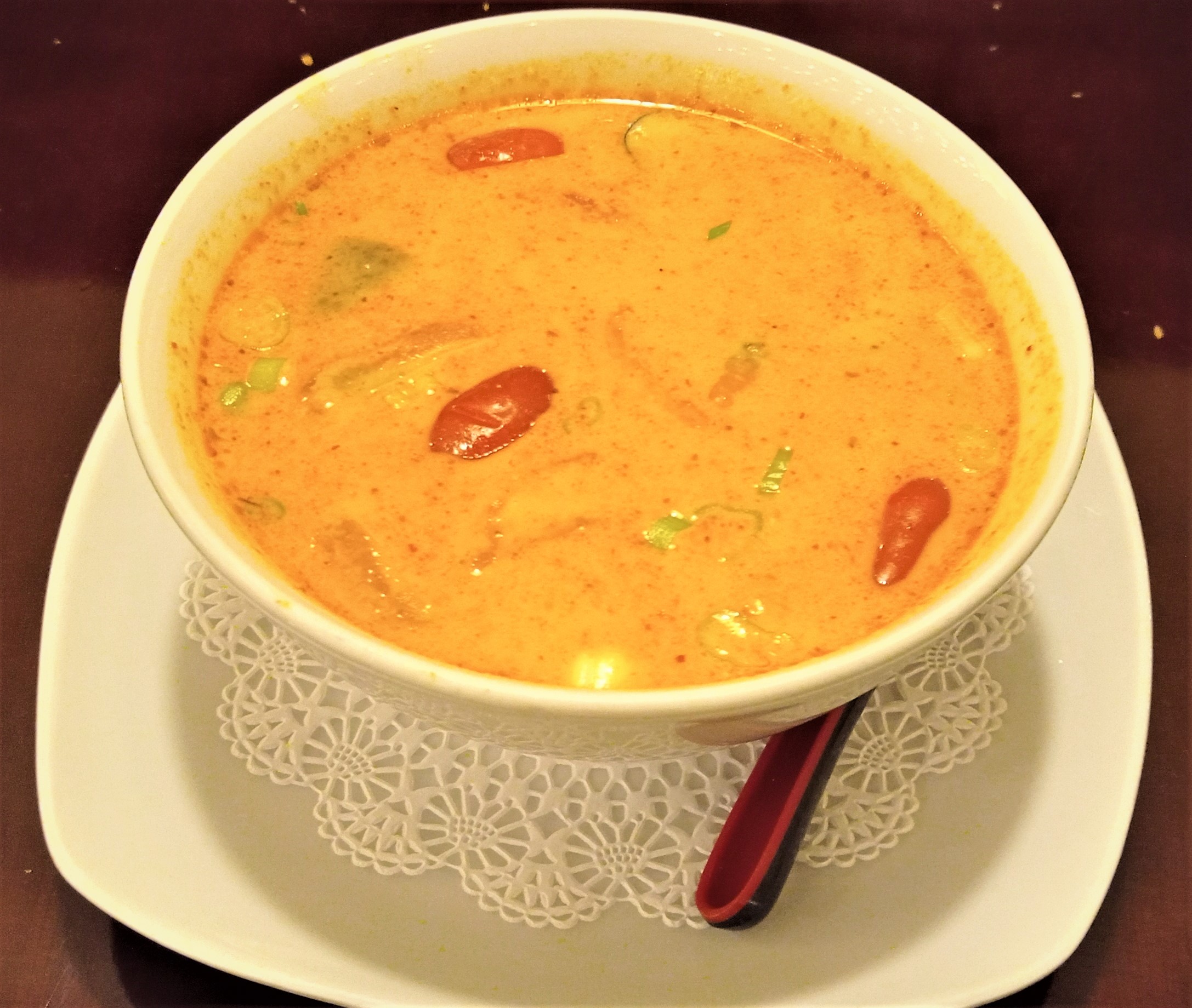 Order T4. Spicy Tom-Kha-Gai with Chicken food online from Taste of Asia store, Syracuse on bringmethat.com