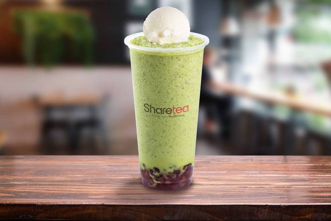 Order (42) Matcha Red Bean Ice Blended with Ice Cream food online from Sharetea store, Ann Arbor on bringmethat.com