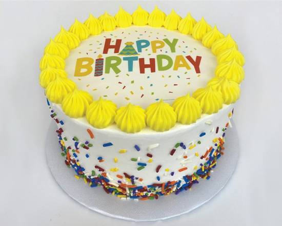 Order Happy Birthday Confetti Froyo Cake food online from Sweet Cakes store, Brentwood on bringmethat.com