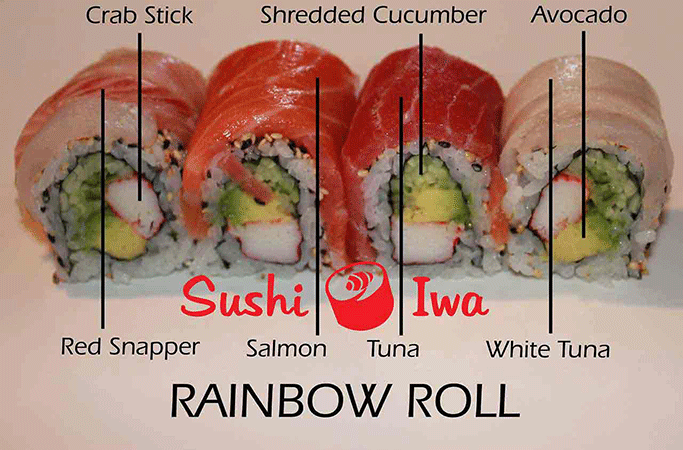 Order RAINBOW food online from Sushi Iwa store, Apex on bringmethat.com