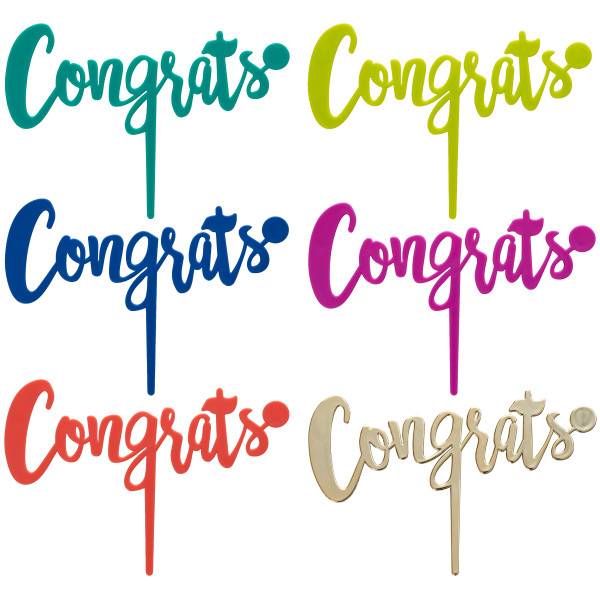 Order "Congrats" cake topper and candle holder (nonedible) food online from La Patisserie store, Cupertino on bringmethat.com