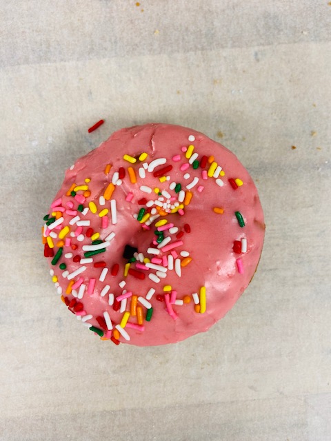 Order Pink Sprinkle Cake food online from Highland Donuts store, Bakersfield on bringmethat.com