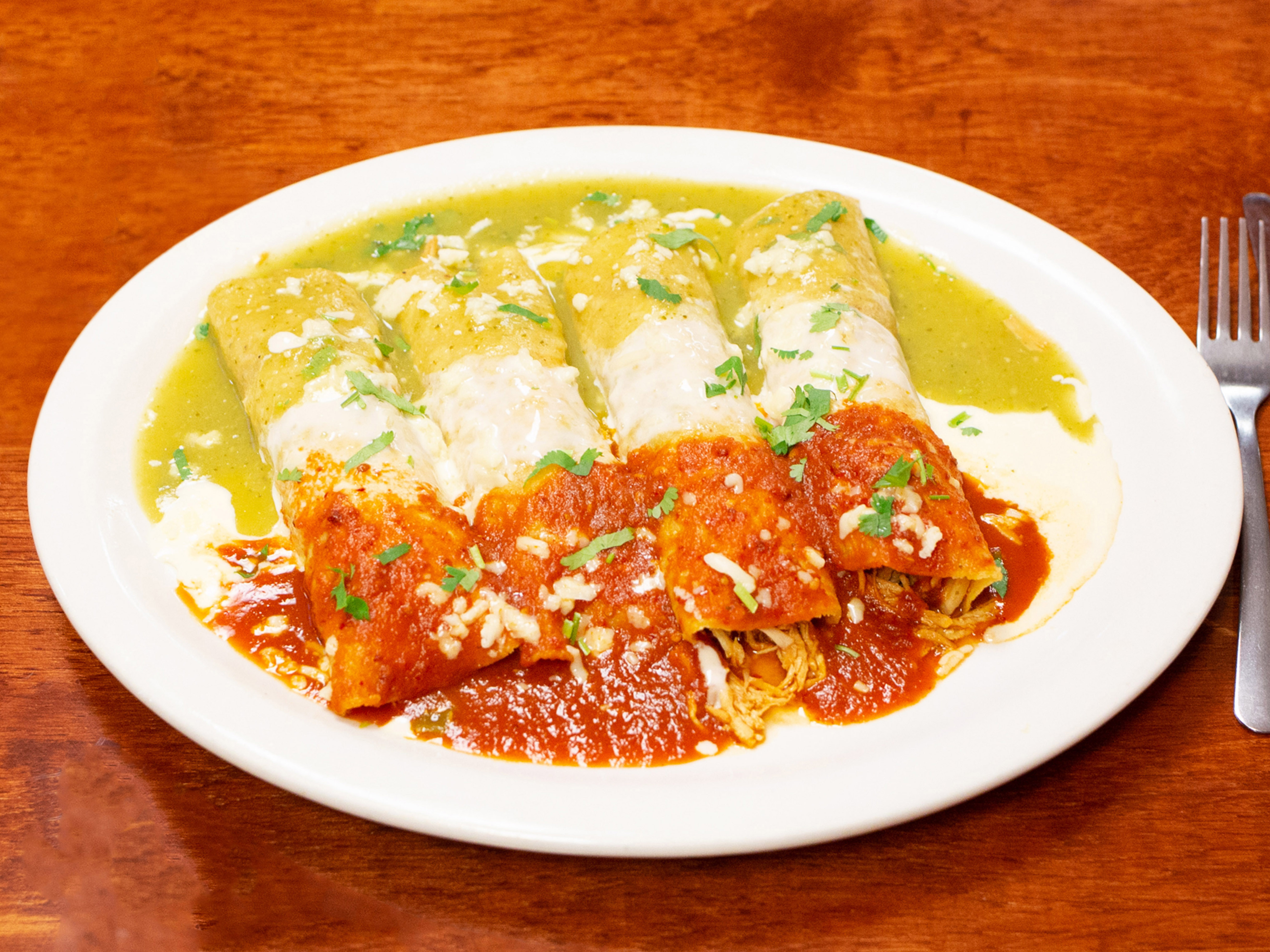Order Enchilada food online from La Fogata Mexican Restaurant - Houston Levee store, Cordova on bringmethat.com