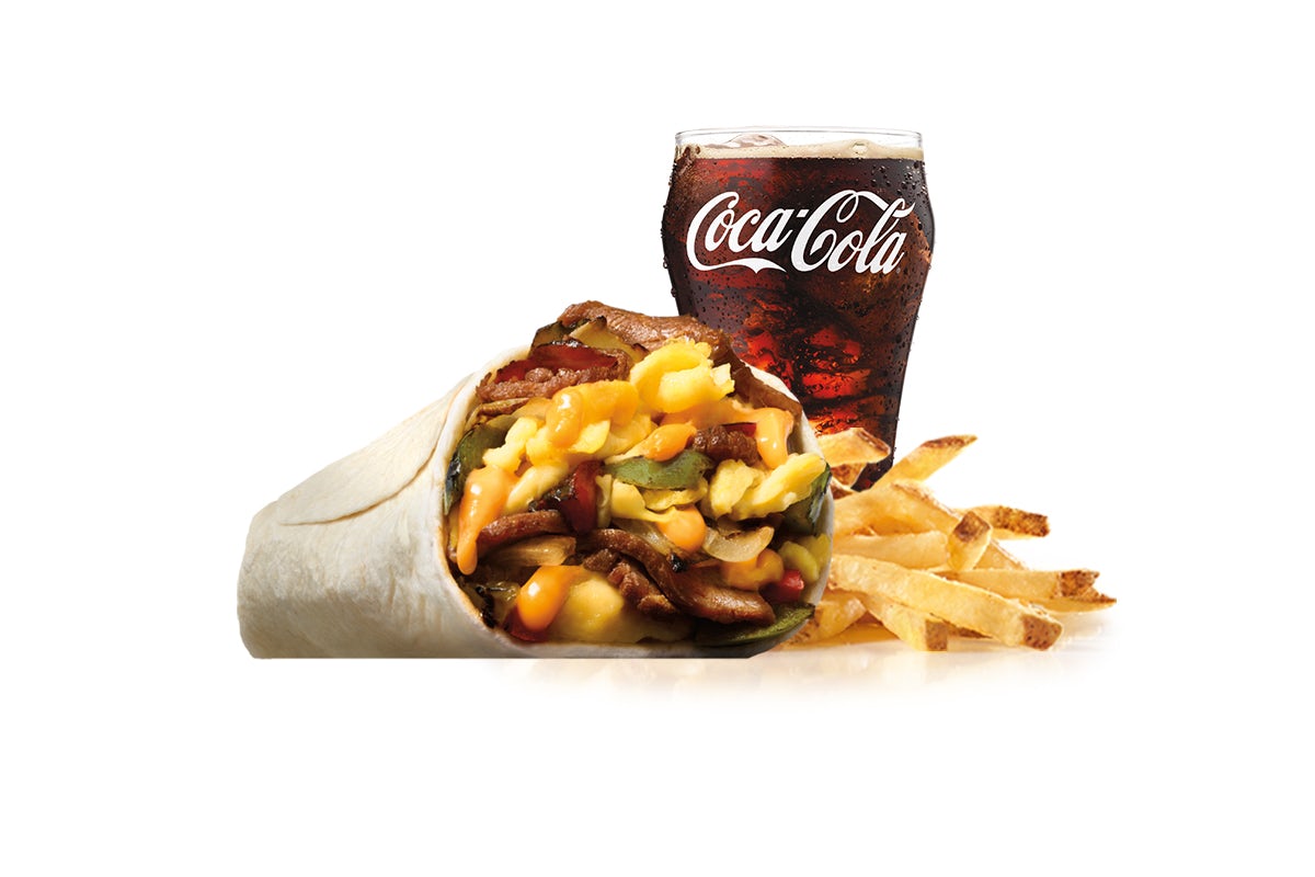 Order Philly Cheesesteak Breakfast Burrito Combo food online from Carl's Jr store, Peoria on bringmethat.com