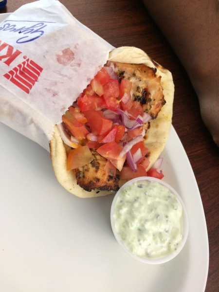 Order Salmon Gyro Sandwich food online from Mikonos Grill store, Milpitas on bringmethat.com