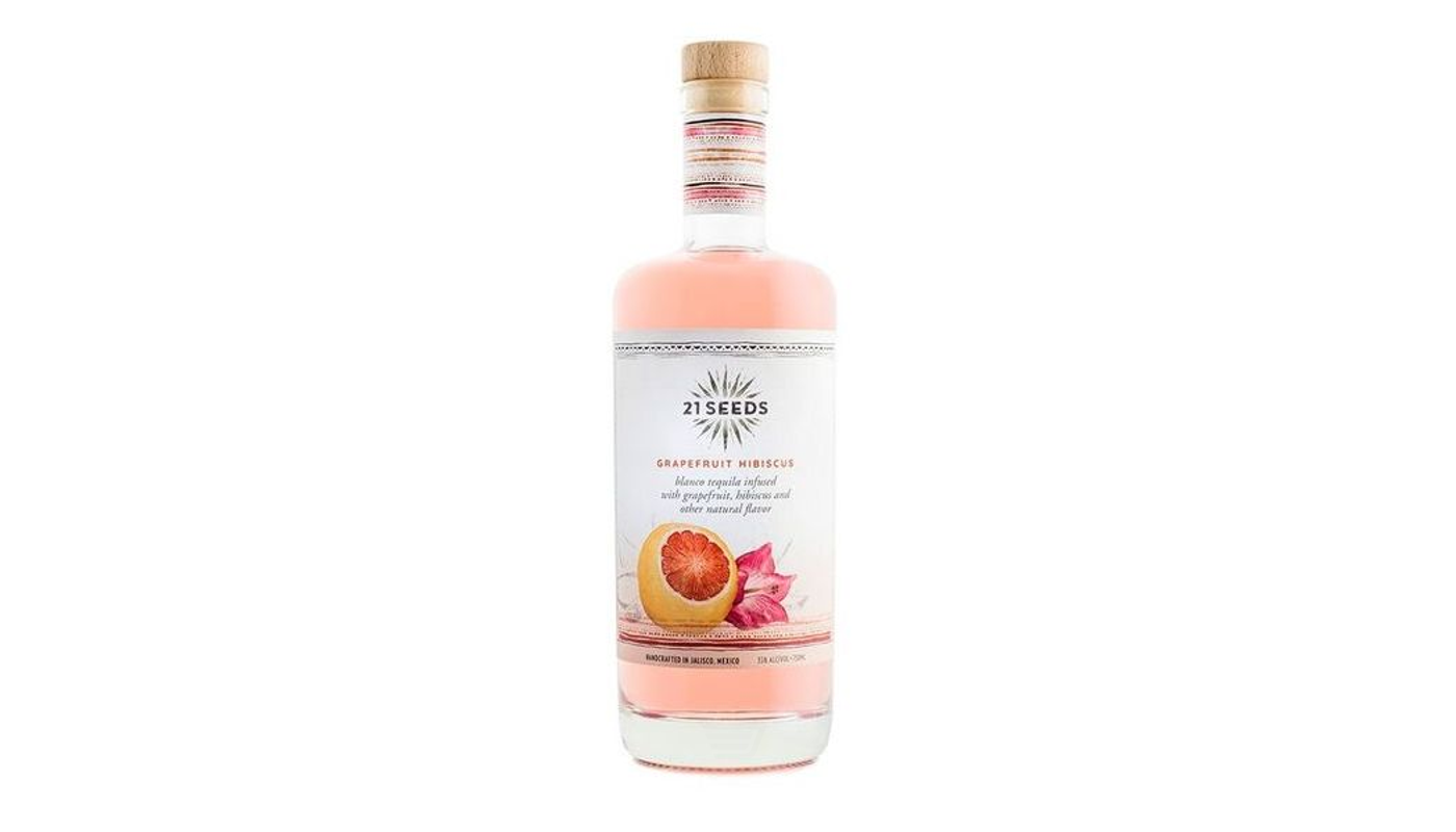 Order 21 Seeds Grapefruit Hibiscus Blanco Tequila 750ml Bottle food online from Liquor Palace store, Burbank on bringmethat.com