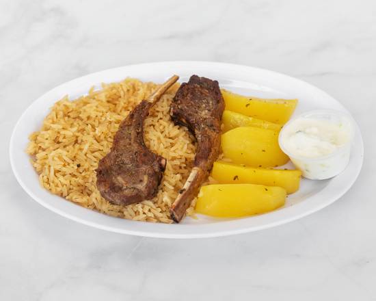 Order 2 Baby Lamb Ribs with rice and potatoes food online from Taste of Greek store, Houston on bringmethat.com