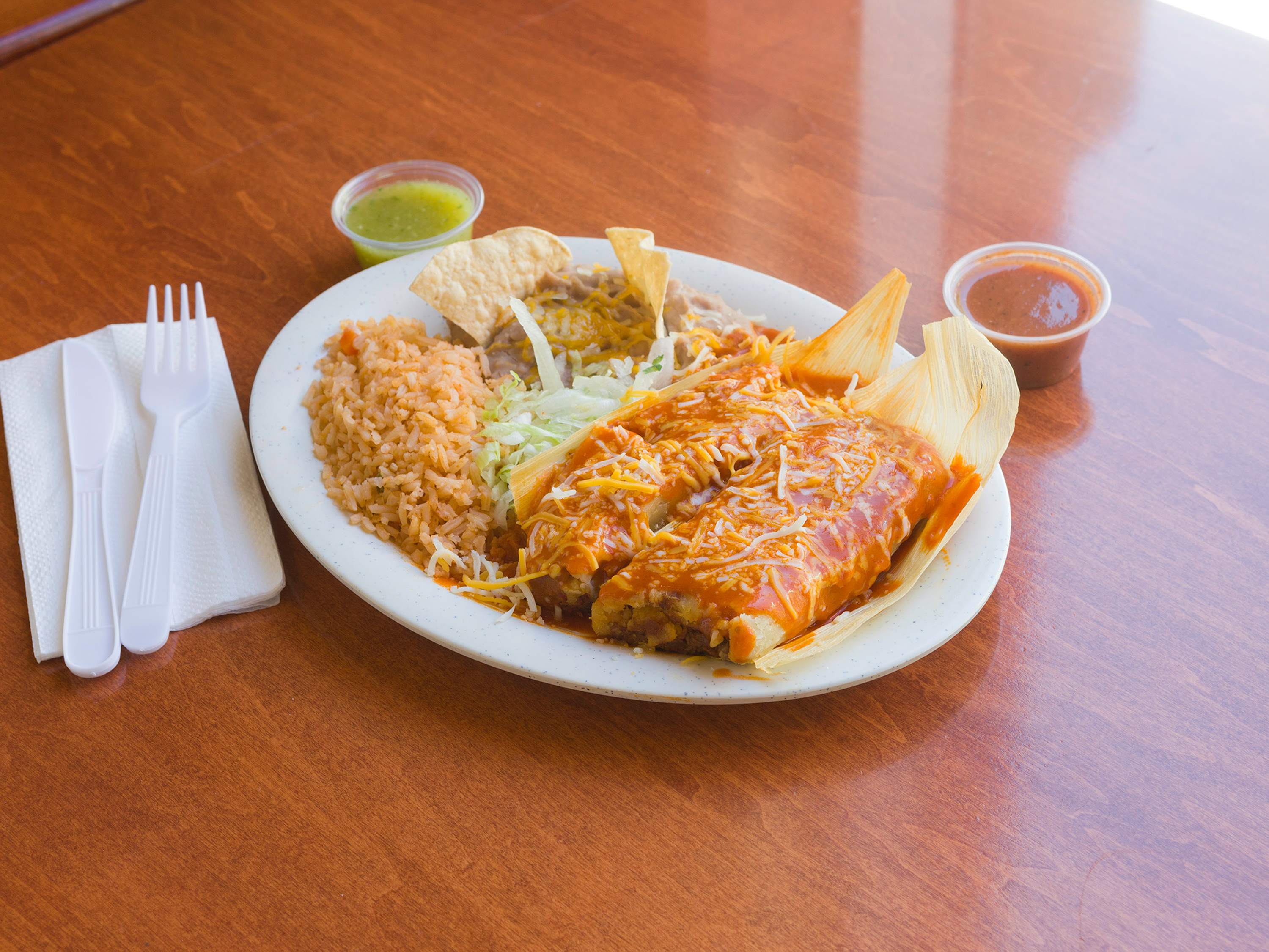 Order 6. Tamales Combo food online from Tosinos Mexican Grill store, Gilbert on bringmethat.com