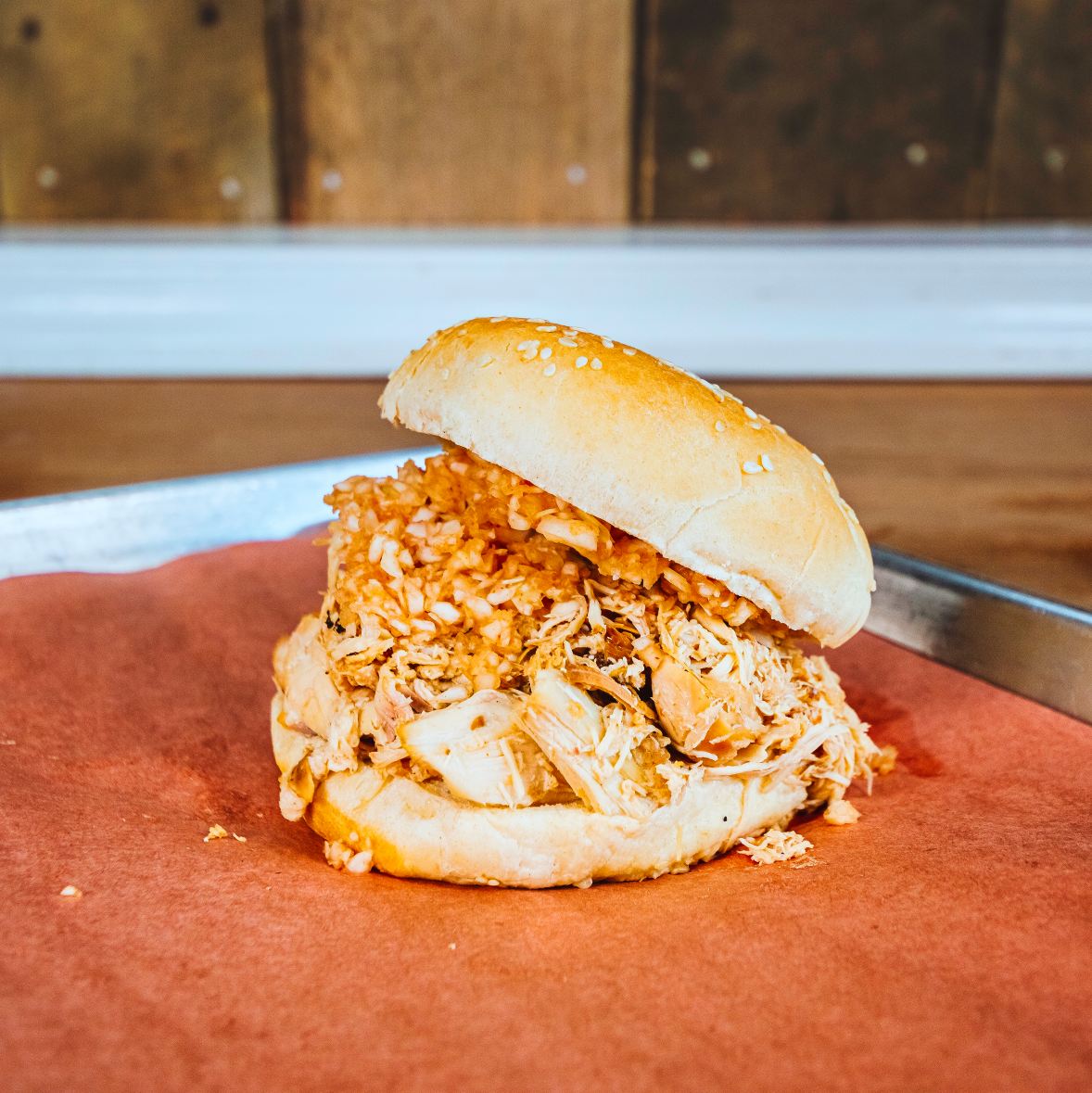 Order Pulled Chicken Sandwich food online from Shaffer Bbq store, Middletown on bringmethat.com
