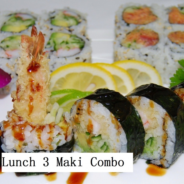 Order 3 Maki Lunch Combo  food online from Irashai Sushi and Teriyaki store, Boston on bringmethat.com
