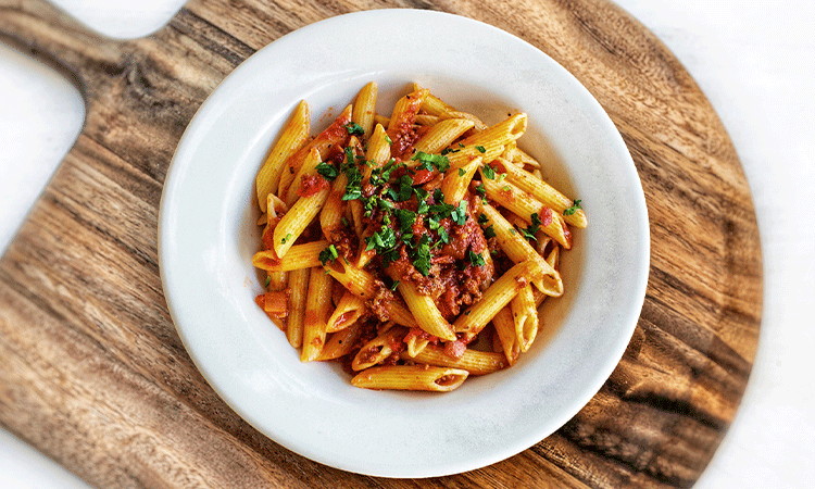 Order PENNE WITH MEAT SAUCE food online from Amicis East Coast Pizzeria store, Menlo Park on bringmethat.com