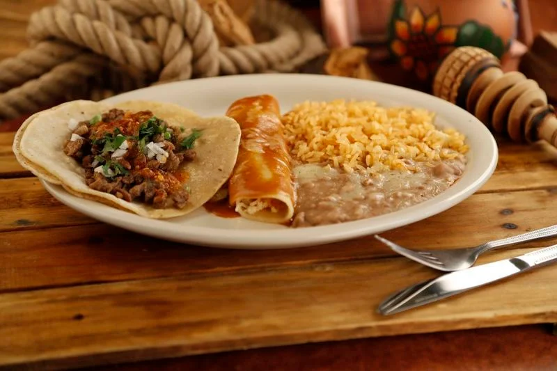 Order Cheese Enchilada and Beef Taco Combo food online from Mexico Lindo store, Rancho Cucamonga on bringmethat.com