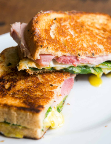 Order Ham and Swiss with Baby Spinach Sandwich food online from Rich Bagels store, Sandy on bringmethat.com