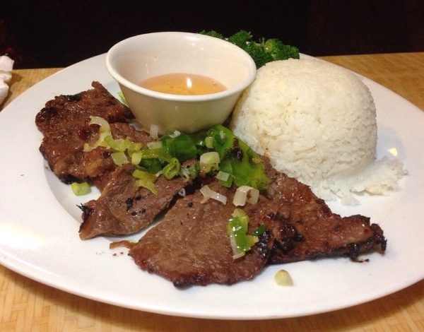 Order Sugarcane Shrimp and Char Grilled Rib Eye Beef Rice Plate food online from Pho Saigon Star store, San Diego on bringmethat.com