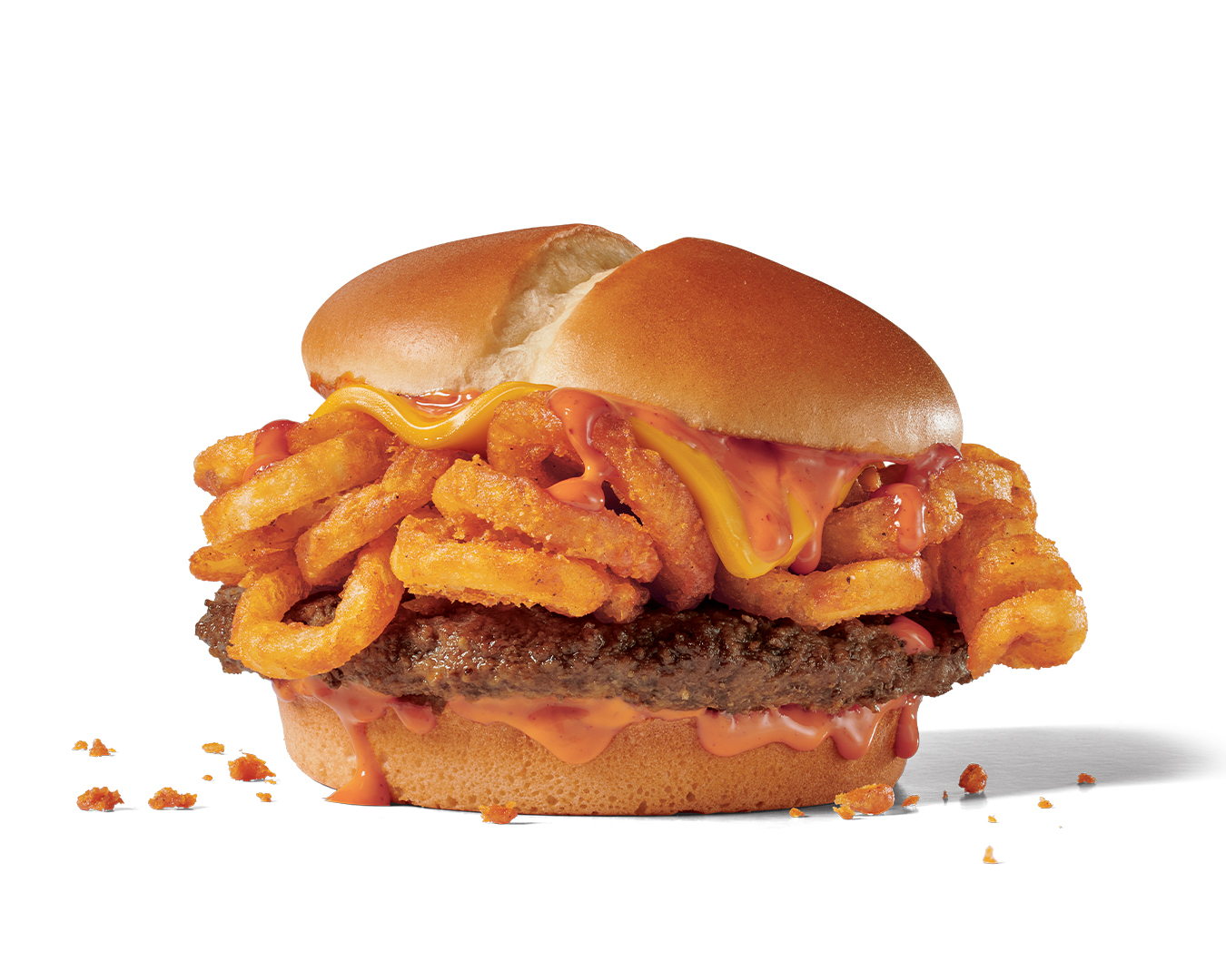 Order Sriracha Curly Fry Burger food online from Jack In The Box store, Houston on bringmethat.com