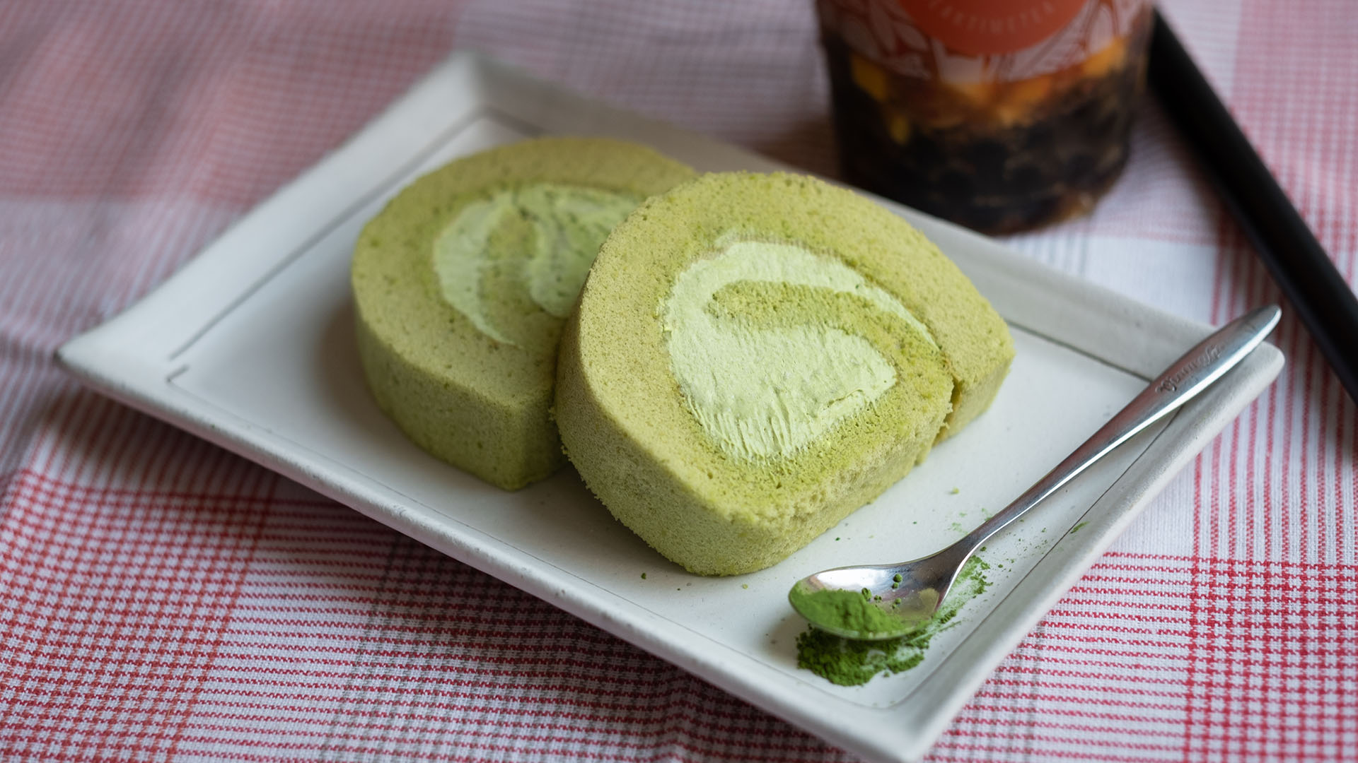 Order Matcha Swiss Roll Cake (2pcs) food online from Breaktime Tea store, Campbell on bringmethat.com